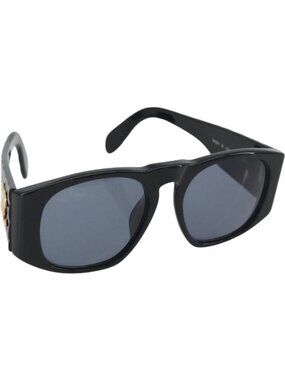 CHANEL Sunglasses Plastic Black Gold CC